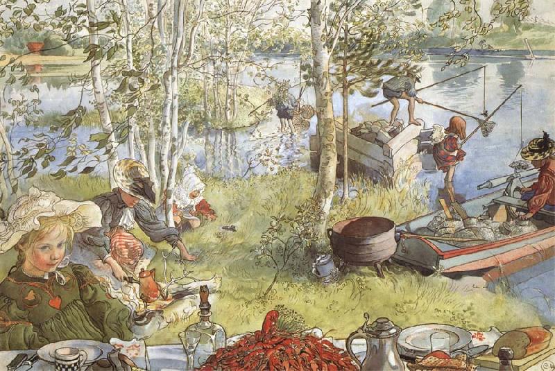 Carl Larsson The Crayfish Season Opens oil painting image